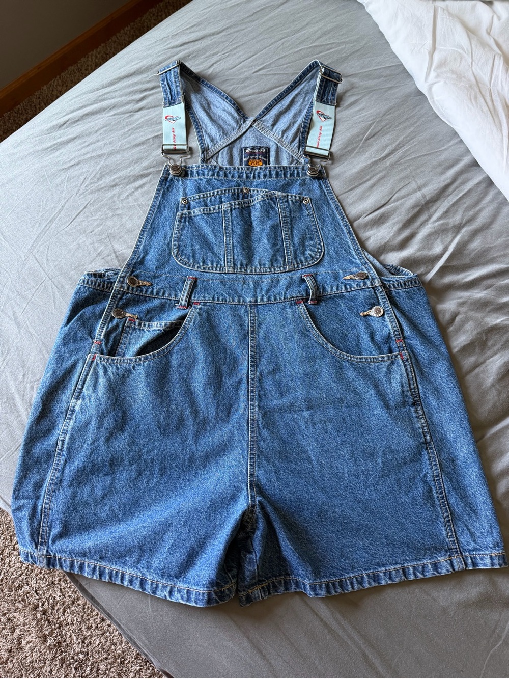 Vintage Route 66 Women's Blue Denim Short Overalls